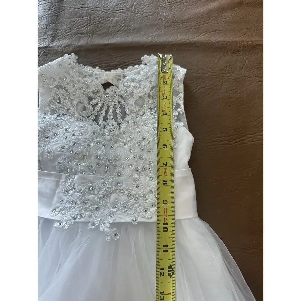 Short Sleeves Flower Girl Dress Wedding Lace Tulle Princess Kids Party Dress